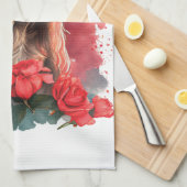 Afghaanse windhond hond moeder bloem theedoek (Quarter Fold)