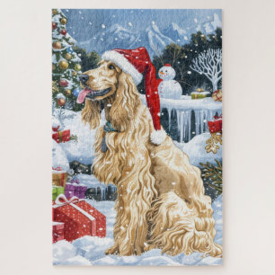 Afghaanse windhond hond winter wonderland kerst vr legpuzzel