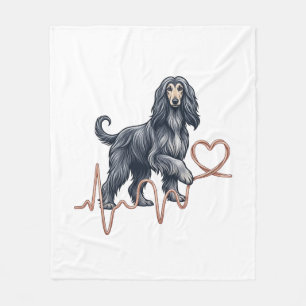 Afghaanse windhond hondenhartslag lijn hart fleece deken