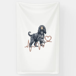 Afghaanse windhond hondenhartslag lijn hart spandoek
