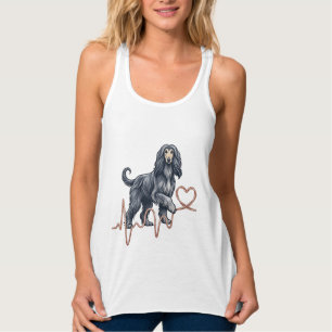 Afghaanse windhond hondenhartslag lijn hart tanktop