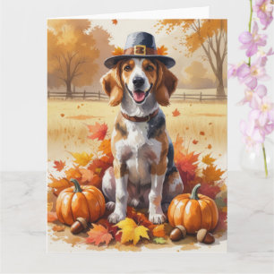 Afghaanse windhond in herfstbladeren Thanksgiving  Kaart