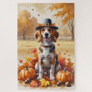 Afghaanse windhond in herfstbladeren Thanksgiving  Legpuzzel