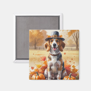 Afghaanse windhond in herfstbladeren Thanksgiving Magneet