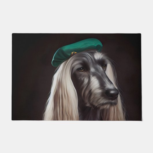 Afghaanse windhond in St. Patrick's Day-jurk Deurmat (Voorkant)