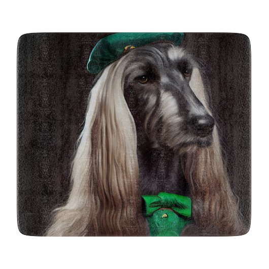 Afghaanse windhond in St. Patrick's Day-jurk Snijplank (Voorkant)