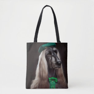 Afghaanse windhond in St. Patrick's Day-jurk Tote Bag
