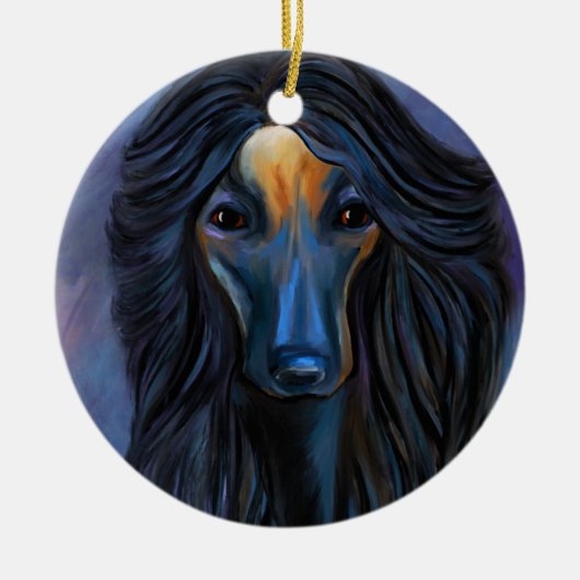 Afghaanse windhond   keramisch ornament (Voorkant)