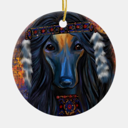 Afghaanse windhond keramisch ornament (Voorkant)