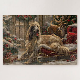 Afghaanse Windhond Kerst Feestelijk Legpuzzel