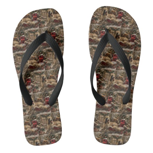 Afghaanse Windhond Kerst Feestelijk Teenslippers (Voetbed)