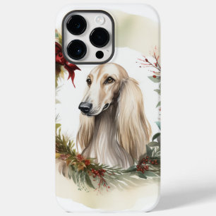 Afghaanse windhond Kerst Krans Festieve Pup Case-Mate iPhone 14 Pro Max Hoesje
