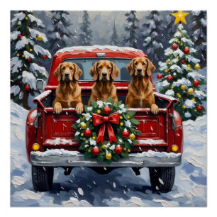 Afghaanse windhond kerst rode vrachtwagen vakantie perfect poster