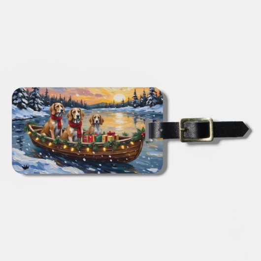 Afghaanse windhond Kerstboot vakantie Bagagelabel (Voorkant horizontaal)