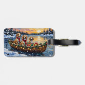Afghaanse windhond Kerstboot vakantie Bagagelabel (Achterkant horizontaal)