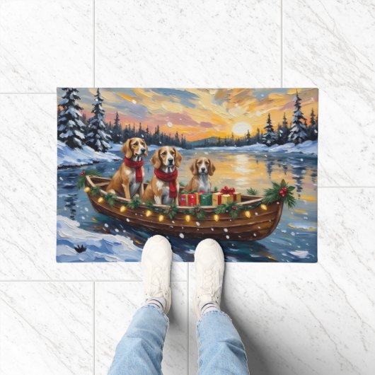 Afghaanse windhond Kerstboot Vakantie Deurmat (Binnen)