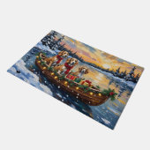 Afghaanse windhond Kerstboot Vakantie Deurmat (Schuin)