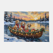 Afghaanse windhond Kerstboot Vakantie Deurmat (Voorkant)