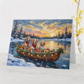 Afghaanse windhond Kerstboot Vakantie Kaart (Gele Bloem)