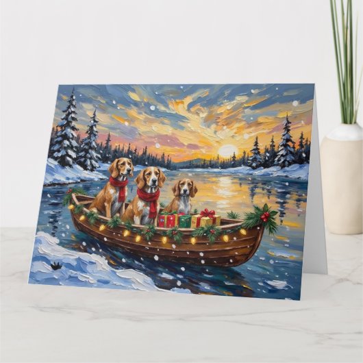 Afghaanse windhond Kerstboot Vakantie Kaart (Voorkant)