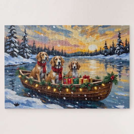 Afghaanse windhond Kerstboot vakantie Legpuzzel (Horizontaal)