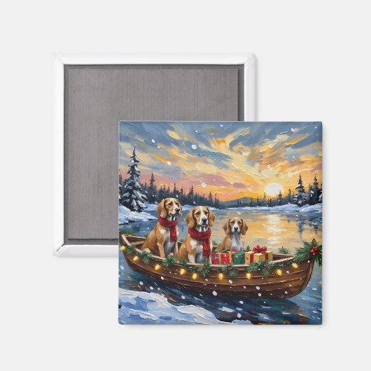 Afghaanse windhond Kerstboot Vakantie Magneet (Voorkant / Achterkant)
