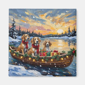Afghaanse windhond Kerstboot Vakantie Magneet (Voorkant)