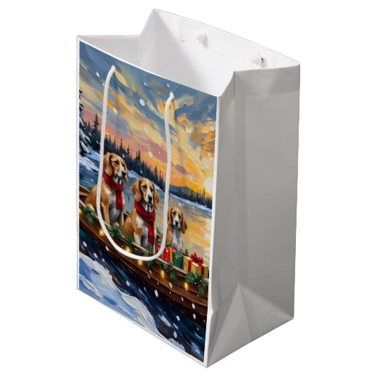 Afghaanse Windhond Kerstboot Vakantie Medium Cadeauzakje (Voorkant Gekanteld)