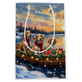 Afghaanse Windhond Kerstboot Vakantie Medium Cadeauzakje (Voorkant)