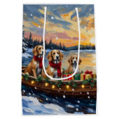 Afghaanse Windhond Kerstboot Vakantie Medium Cadeauzakje (Achterkant)