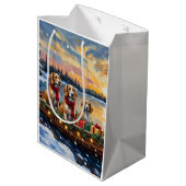 Afghaanse Windhond Kerstboot Vakantie Medium Cadeauzakje (Achterkant Gekanteld)