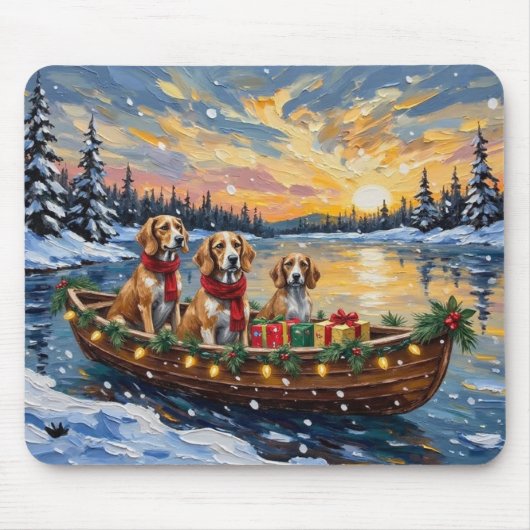 Afghaanse windhond Kerstboot vakantie Muismat (Voorkant)