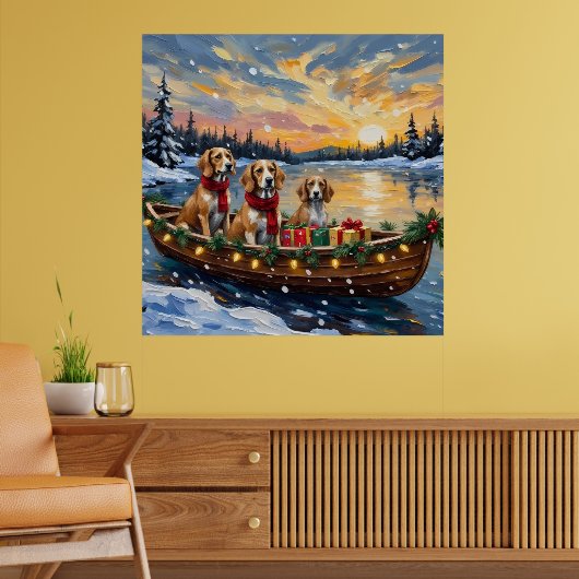 Afghaanse Windhond Kerstboot Vakantie Poster (Woonkamer 2)