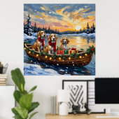 Afghaanse Windhond Kerstboot Vakantie Poster (Thuiskantoor)