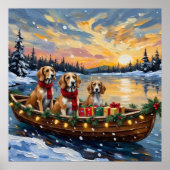 Afghaanse Windhond Kerstboot Vakantie Poster (Voorkant)