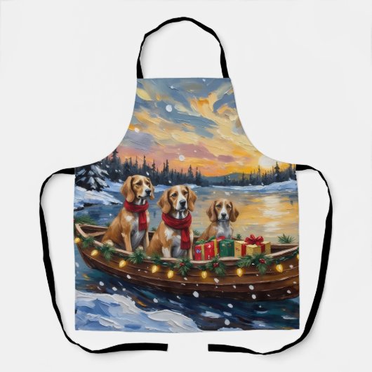 Afghaanse Windhond Kerstboot Vakantie Schort (Voorkant)