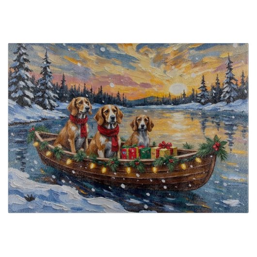 Afghaanse windhond Kerstboot Vakantie Snijplank (Voorkant)