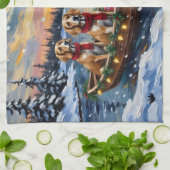 Afghaanse Windhond Kerstboot Vakantie Theedoek (Gevouwen)