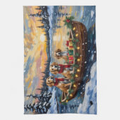 Afghaanse Windhond Kerstboot Vakantie Theedoek (Verticaal)