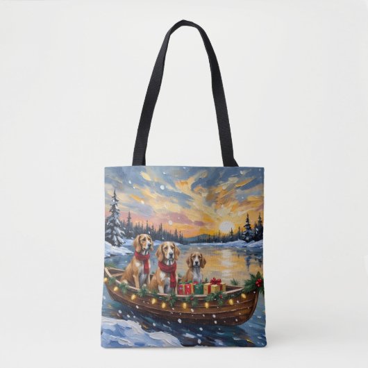 Afghaanse windhond Kerstboot vakantie Tote Bag (Voorkant)