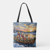 Afghaanse windhond Kerstboot vakantie Tote Bag (Achterkant)