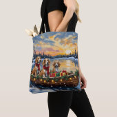 Afghaanse windhond Kerstboot vakantie Tote Bag (Dichtbij)