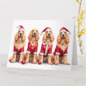 Afghaanse windhond kerstjurk kerstmuts kaart (Gele Bloem)