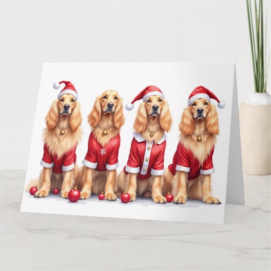 Afghaanse windhond kerstjurk kerstmuts kaart (Voorkant)