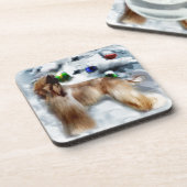 Afghaanse windhond Kerstmis Bier Onderzetter (Linkerzijde)