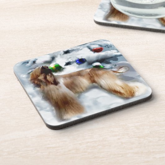 Afghaanse windhond Kerstmis Bier Onderzetter (Linkerzijde)