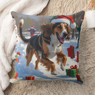 Afghaanse windhond Kerstmis Festieve Sneeuw Scene Kussen