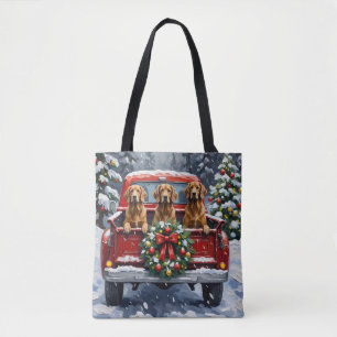 Afghaanse Windhond Kerstmis Rode Truck Vakantie Tote Bag