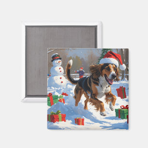 Afghaanse windhond Kerstmis Sfeervol Sneeuwlandsch Magneet