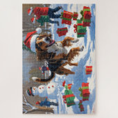 Afghaanse windhond Kerstmis Sneeuwlandschap Legpuzzel (Verticaal)